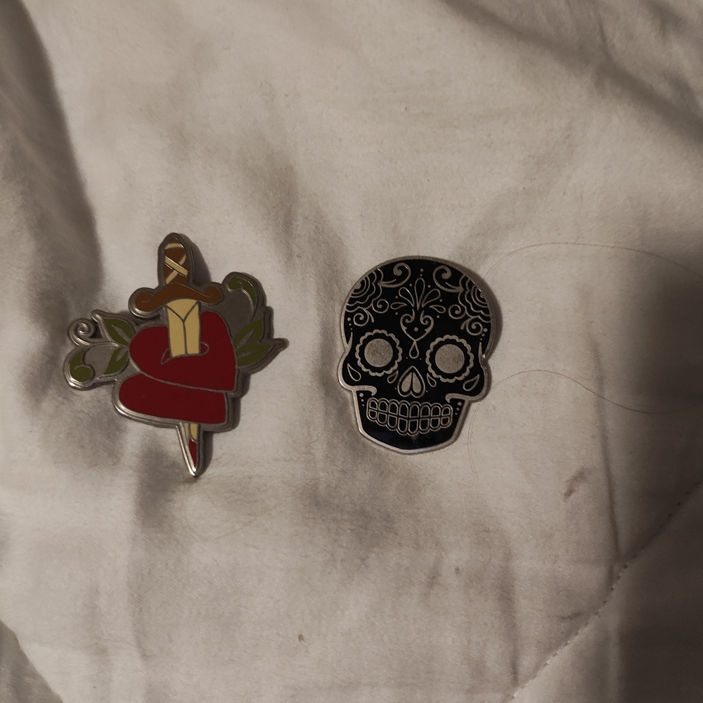 Red and Black Enamel Pins